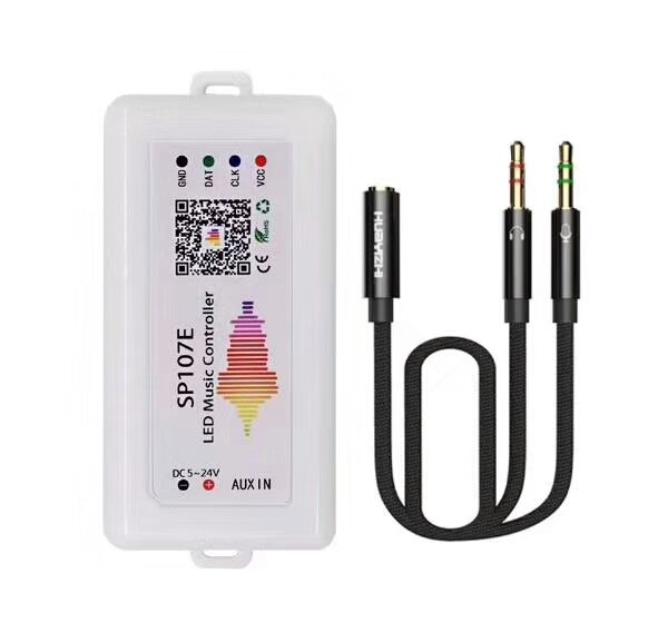 DC5-24V SP107E Wireless Bluetooth SPI Music Spectrum Controller For Addressable WS2812B SK6812 LED Strip Lights DC5-24V SP107E Wireless Bluetooth SPI Music Spectrum Controller For Addressable WS2812B SK6812 LED Strip Lights
